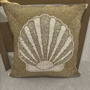 Pillow Gold and White Beaded Shell